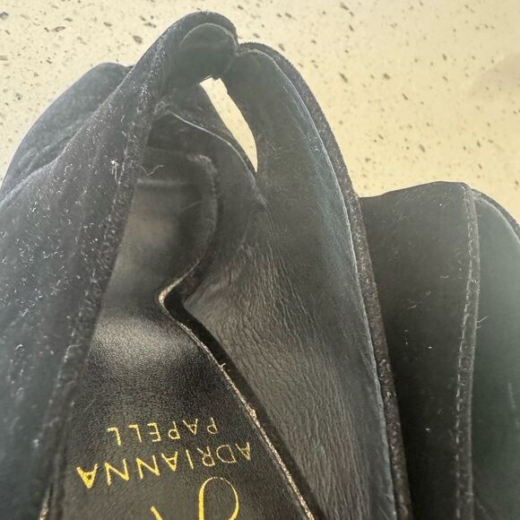 Adrianna Papell Black Velvet Mules Block Heel Peep Toe Dress Shoes Women’s Sz 8 - Picture 9 of 12